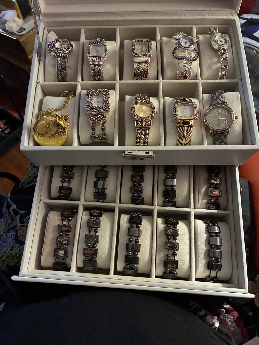 Geneva Women's Mixed Metal and Black Accent Watch Set